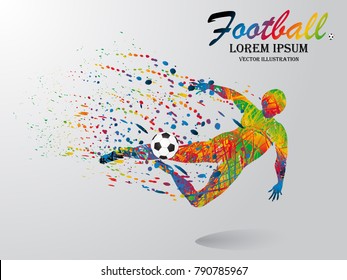 Visual drawing man playing sport soccer of side view, healthy lifestyle and sport concepts,abstract soccer game colorful vector illustration