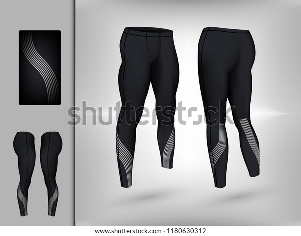 Visual drawing of model pants\
elastic long leggings, quick dry, firmly compressed for male\
athletes use fitness and jogging workout for vector illustration\
set 2