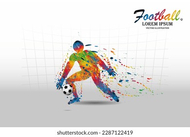 Visual drawing movement for soccer or football sport and goalkeeper jumping at fast of speed of stadium colorful beautiful design on white background for winner sport game vector illustration