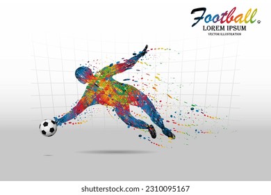 Visual drawing movement for soccer or football sport and goalkeeper jumping at fast of speed of stadium colorful beautiful design on white background for winner sport game vector illustration