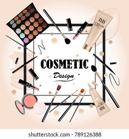Visual drawing of product cosmetic package design article use with skin face girl beautiful on soft color tone  background of vector illustration 