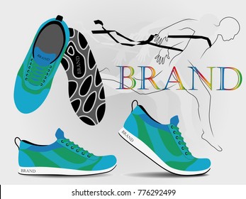 Visual drawing of shoe run beautiful design style on white background for vector illustration, exercise runner sport concept