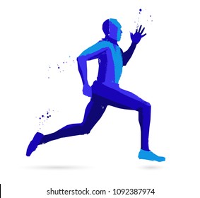 Visual drawing silhouettes of runner. Healthy lifestyle and sport concepts.
Abstract vector illustration on a white background.