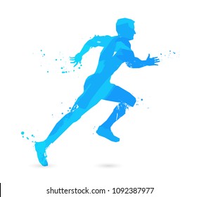 Visual drawing silhouettes of runner. Healthy lifestyle and sport concepts.
Abstract vector illustration on a white background.