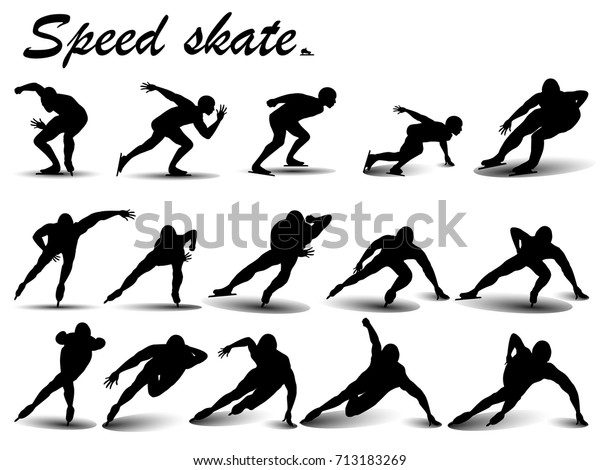Ice ez rink blessthisstuff Visual Drawing Silhouettes Speed Ice Skate Stock Vector (Royalty Free