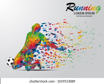 Visual drawing soccer sport at fast of speed in football game, colorful beautiful design style on white background for vector illustration, exercise sport concept, winner championship