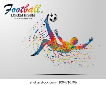 Visual drawing soccer sport at fast of speed and jump to kick in football game, colorful beautiful design style on white background for vector illustration, exercise sport concept