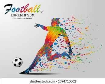 Visual drawing soccer sport at fast of speed and kick to goal in football game, colorful beautiful design style on white background for vector illustration, exercise sport concept