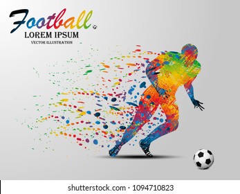 Visual drawing soccer sport at fast of speed and kick to goal in football game, colorful beautiful design style on white background for vector illustration, exercise sport concept