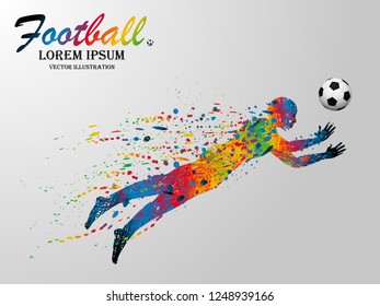 Visual drawing soccer sport at fast of speed and jump to tackle in football game, colorful beautiful design style on white background for vector illustration, exercise sport concept