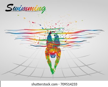 Visual drawing sport swimming of top view, abstract colorful vector illustration, healthy lifestyle and sport concepts,abstract swimming game colorful vector illustration