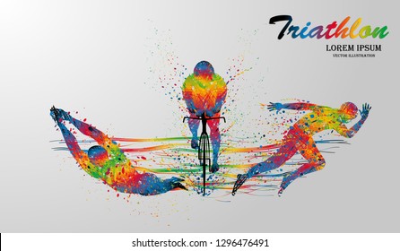 Visual drawing swimming, cycling and runner sport at fast of speed in triathlon game, colorful beautiful design style on white background for vector illustration, exercise sport concept set 1 of 4
