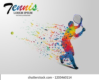 Visual drawing tennis sport movement of front view, healthy lifestyle and sport concepts,abstract in game colorful vector illustration