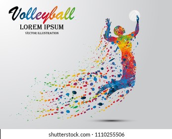 Visual drawing volleyball sport at fast of speed in game, colorful beautiful design style on white background for vector illustration, exercise sport concept, winner championship