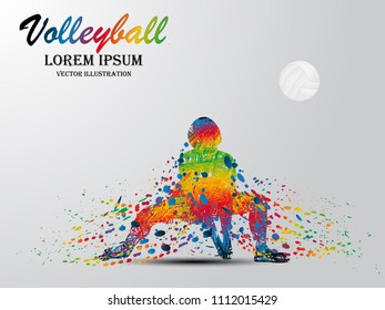 Visual drawing volleyball sport at fast of speed in game, colorful beautiful design style on white background for vector illustration, exercise sport concept, winner championship