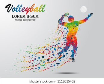 Visual drawing volleyball sport at fast of speed in game, colorful beautiful design style on white background for vector illustration, exercise sport concept, winner championship