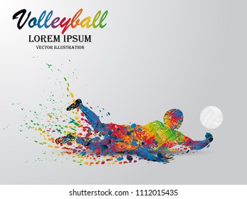 Visual drawing volleyball sport at fast of speed in game, colorful beautiful design style on white background for vector illustration, exercise sport concept, winner championship