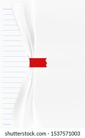 Visual drawing of white paper book or notebook in education, copy space on white background for vector illustration