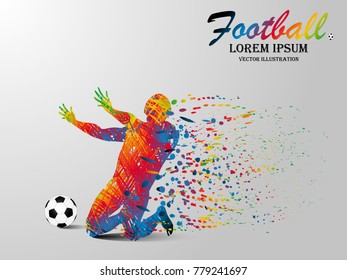 Visual drawing win football sport of front view, healthy lifestyle and sport concepts,abstract soccer game colorful vector illustration