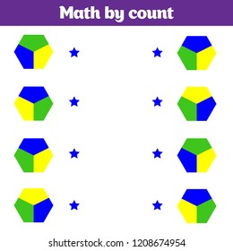 Visual Educational Game for children. Worksheet for preschool kids. Vector illustration.