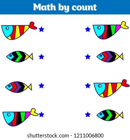 Visual Educational Game for children. Worksheet for preschool kids. Vector illustration.