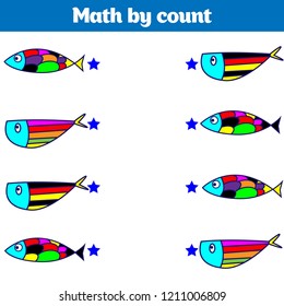  Visual Educational Game for children. Worksheet for preschool kids. Vector illustration.