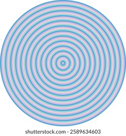 Visual effect created by neon blue, lilac, pink and pale turquoise circles getting progressively smaller