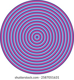 Visual effect created by noen royal blue, pink, purple and light blue circles getting progressively smaller