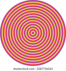 Visual effect created by noen purple, pink, orange and yellow circles getting progressively smaller