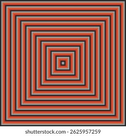 Visual effect created by orange, rust red, grey and charcoal black squares getting progressively smaller