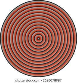 Visual effect created by orange, rust red, grey and charcoal black circles getting progressively smaller