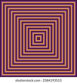 Visual effect created by shades of purple and orange squares getting progressively smaller