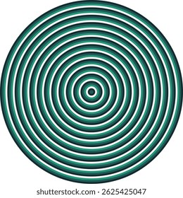 Visual effect created by white and green circles getting progressively smaller