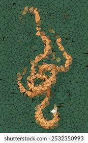 Una exploración visual del color y la forma que representa serpientes amarillas sobre fondo verde