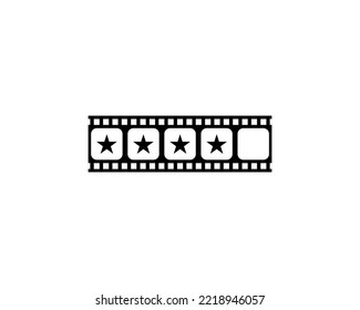 Visual of the Five (5) Star Sign in the Filmstrip Silhouette. Rating Icon Symbol for Film or Movie Review, Pictogram, Apps, Website or Graphic Design Element. Rating 4 Star. Vector Illustration