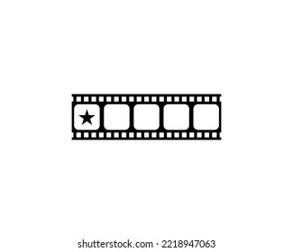 Visual of the Five (5) Star Sign in the Filmstrip Silhouette. Rating Icon Symbol for Film or Movie Review, Pictogram, Apps, Website or Graphic Design Element. Rating 1 Star. Vector Illustration
