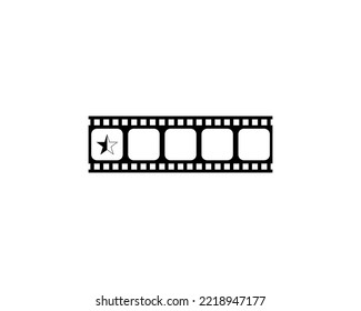 Visual of the Five (5) Star Sign in the Filmstrip Silhouette. Rating Icon Symbol for Film or Movie Review, Pictogram, Apps, Website or Graphic Design Element. Rating 0,5 Star. Vector Illustration