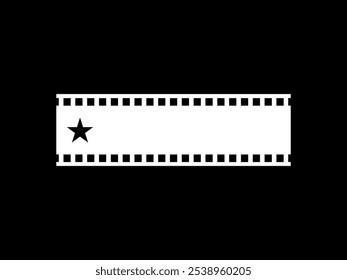 Visual of the Five (5) Star Sign in the Filmstrip Silhouette. Rating Icon Symbol for Film or Movie Review, Pictogram, Apps, Website or Graphic Design Element. Rating 1 Star. Vector Illustration