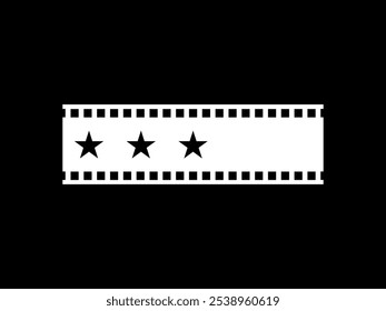 Visual of the Five (5) Star Sign in the Filmstrip Silhouette. Rating Icon Symbol for Film or Movie Review, Pictogram, Apps, Website or Graphic Design Element. Rating 3 Star. Vector Illustration