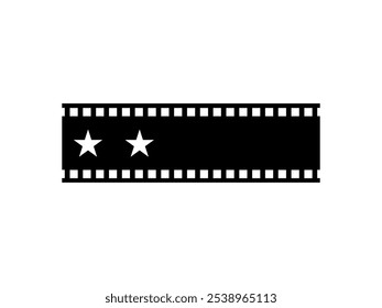 Visual of the Five (5) Star Sign in the Filmstrip Silhouette. Rating Icon Symbol for Film or Movie Review, Pictogram, Apps, Website or Graphic Design Element. Rating 2 Star. Vector Illustration