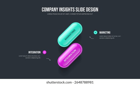 Visual Forecast Two Option Infographic Presentation Layout. Projectgroei Diashow Sjabloon Vector Illustratie. Professionele Strategie 2 Element Diagram Slide Design.