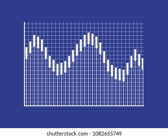 Visual graphic with bars on checkered field and coordinate system. Visualization of statistical data. Monochrome graphic isolated vector illustration.