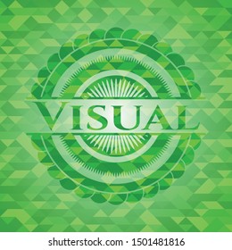 Visual green emblem with mosaic ecological style background. Vector Illustration. Detailed.