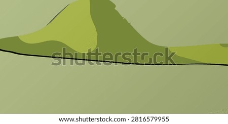 visual of green landscape with gentle hills using soft colors and flowing shapes ideal for nature scenery and environmental projects