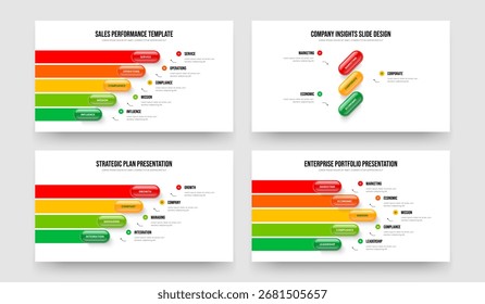 Visual Growth 5 3 4 Opção Diagrama Slideshow Design Pacote. Desenvolvimento Empresarial Cinco Três Quatro Elementos Infográfico Quadro Modelo Vetor Ilustração Conjunto.