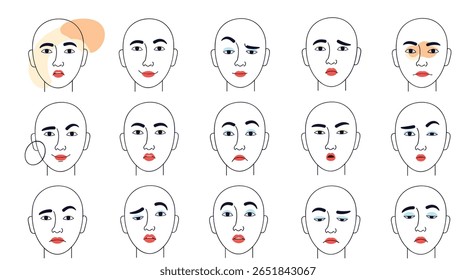 Visual Guide to Human Facial Expressions and Emotions Conveyed Through Simple Line Art