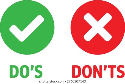Visual guide illustrating dos and don'ts with checkmark and cross symbols