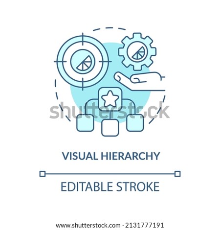 Visual hierarchy turquoise concept icon. Order of parts. Graphic design principles abstract idea thin line illustration. Isolated outline drawing. Editable stroke. Arial, Myriad Pro-Bold fonts used