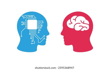 A visual of a human brain beside an ai circuit interface signifies the merging of human and tech.