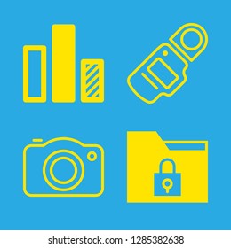 visual icons set with bar chart, light meterin and picture camera vector set